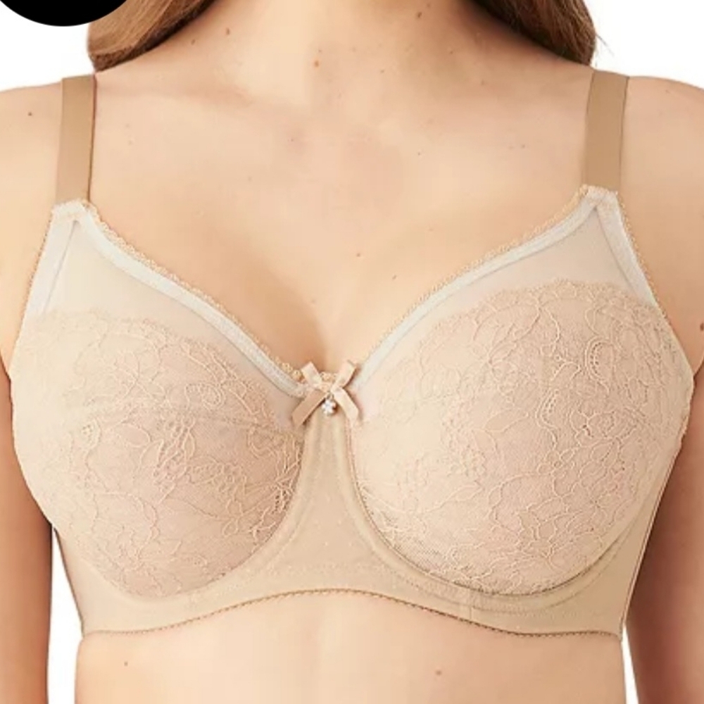Wacoal Retro Chic Full Figure Underwire Beige Lace Bra 32G Coquette Girly Sexy